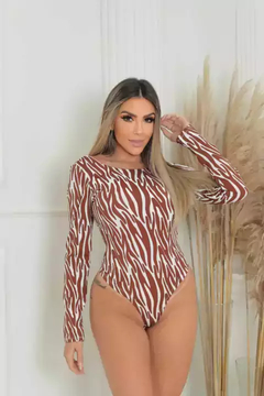 Body Manga Longa Elástico Nas Costas Zebra Caramelo - loja online