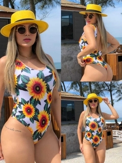 Body Maiô Regata Elástico Nas Costas Girassol Branco