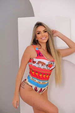 Body Maiô Regata Elástico nas Costas Caju Tropical - comprar online