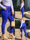 Calça Canelada Com Elástico No Cós e Bolso Azul Bic