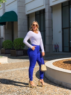 Calça Canelada Com Elástico No Cós e Bolso Azul Bic - comprar online