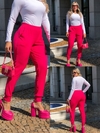 Calça Canelada Com Elástico No Cós e Bolso Pink