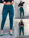 Calça Canelada Com Elástico No Cós e Bolso Verde Jade