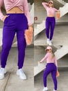 Calça Canelada Com Elástico No Cós e Bolso Violeta