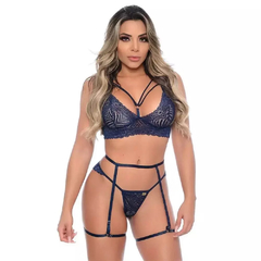 Conjunto Cinta Liga Sem Bojo Strappy Rendado Patitex