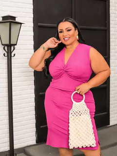 Conjunto Nozinho Canelado Plus Size Fúcsia - comprar online