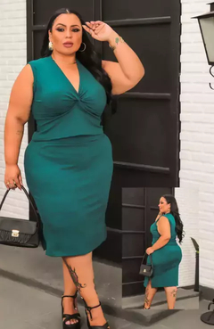 Conjunto Nozinho Canelado Plus Size Verde Jade