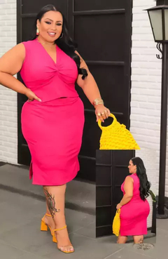 Conjunto Nozinho Canelado Plus Size Pink