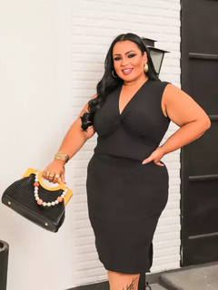 Conjunto Nozinho Canelado Plus Size Preto