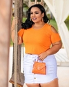 Cropped Canelado Plus Size Tangerina