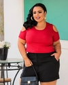 Cropped Canelado Plus Size Vermelho