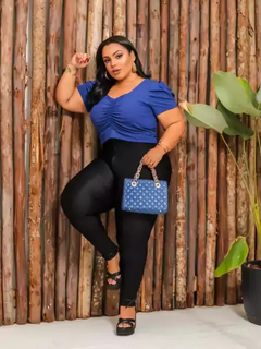 Cropped Plus Size Manga Princesa Azul Bic - Ímpeto Modas