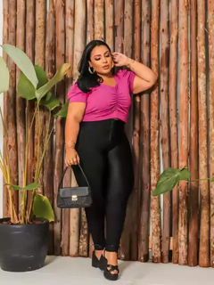 Cropped Plus Size Manga Princesa Fúcsia - Ímpeto Modas