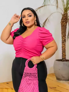 Cropped Plus Size Manga Princesa Pink - comprar online