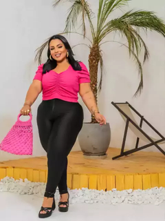 Cropped Plus Size Manga Princesa Pink - Ímpeto Modas