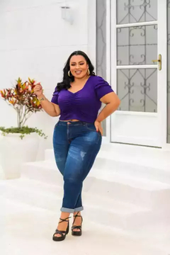 Cropped Plus Size Manga Princesa Violeta - Ímpeto Modas