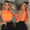 Cropped Canelado Sarah Laranja Neon