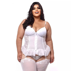 Espartilho Plus Size Tule Com Detalhe Em Renda Macler na internet