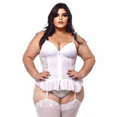 Espartilho Plus Size Tule Com Detalhe Em Renda Macler - Ímpeto Modas