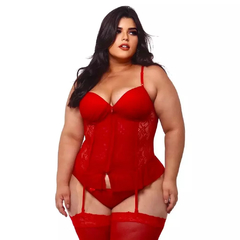 Espartilho Plus Size Tule Com Detalhe Em Renda Macler