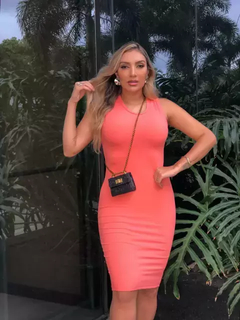 Vestido Midi Canelado Regata Acerola na internet