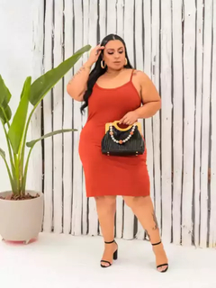 Vestido Alcinha Plus Size Terracota - Ímpeto Modas