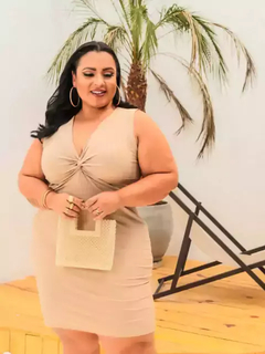 Vestido Midi Canelado Nozinho Plus Size Amendôa - Ímpeto Modas