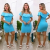 Vestido Curto Canelado Babado em Cima Azul Bebê