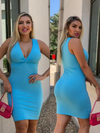 Vestido Curto Canelado Nozinho Azul Bebê - comprar online