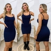 Vestido Curto Canelado Alcinha Azul Marinho