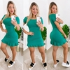 Vestido Curto Canelado Babado Embaixo Verde Folha