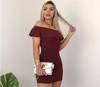 Vestido Curto Canelado Babado em Cima Marsala