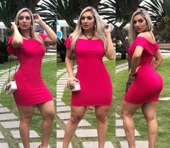 Vestido Curto Canelado Babado em Cima Pink