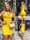 Imagem do Vestido Curto Canelado Nozinho Amarelo