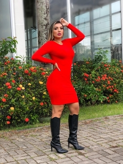 Vestido Curto Manga Longa Laço 2 Em 1 Laranja na internet