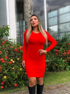 Vestido Curto Manga Longa Laço 2 Em 1 Laranja - Ímpeto Modas