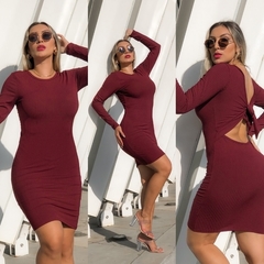 Vestido Curto Manga Longa Laço 2 Em 1 Marsala - Ímpeto Modas