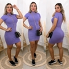 Vestido Curto Gola Alta Com Manguinha Lilás