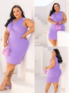 Vestido Midi Canelado Nozinho Plus Size Lilás