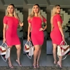 Vestido Curto Canelado Ombro a Ombro Com Manguinha Pink