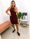 Vestido Midi Canelado Regata Marsala