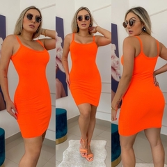 Vestido Curto Canelado Alcinha Laranja Neon