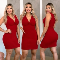 Vestido Curto Canelado Nozinho Vermelho