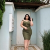 Vestido Canelado Ombro A Ombro Sem Manga Plus Size