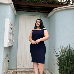 Vestido Canelado Ombro A Ombro Sem Manga Plus Size - loja online