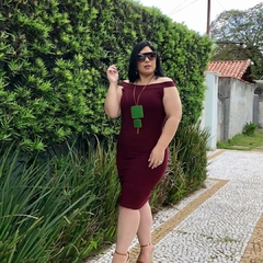 Vestido Canelado Ombro A Ombro Sem Manga Plus Size - comprar online