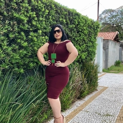 Vestido Canelado Ombro A Ombro Sem Manga Plus Size - Ímpeto Modas