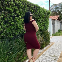 Vestido Canelado Ombro A Ombro Sem Manga Plus Size - loja online