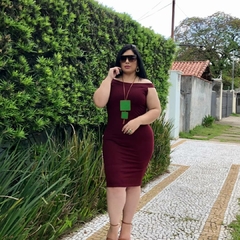 Imagem do Vestido Canelado Ombro A Ombro Sem Manga Plus Size