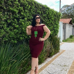 Vestido Canelado Ombro A Ombro Sem Manga Plus Size na internet